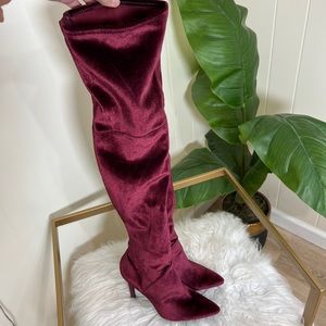 Kendal+Kylie Velvet Over The Knee Boots